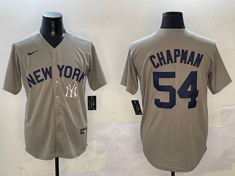 Men New York Yankees #54 Chapman Grey Game 2024 Nike MLB Jersey style 01081->new york yankees->MLB Jersey
